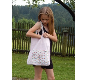 Nákupná taška pre deti - Ružová s domčekmi